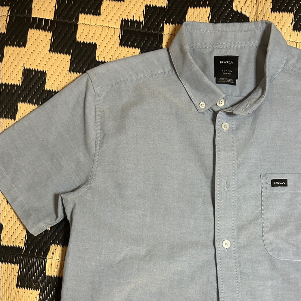 RVCA Light Blue Casual Button Down Shirt - Picture 2 of 4